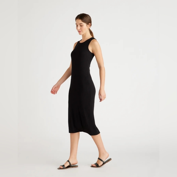 NEW Quince Tencel Rib Knit Sleeveless Dress Black Sz XS - Picture 5 of 8